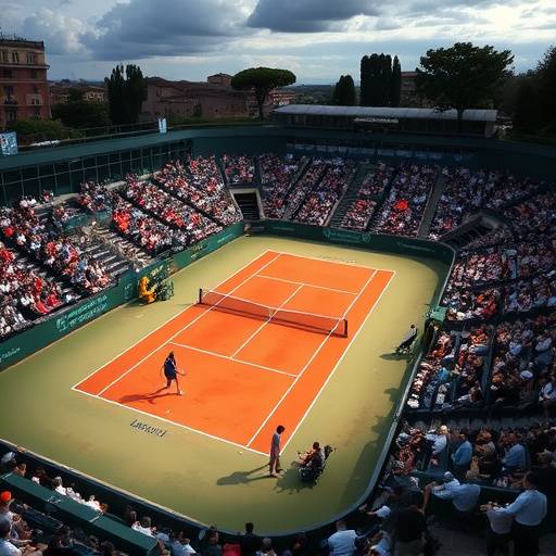 Campo da tennis durante gli Internazionali d'Italia a Roma