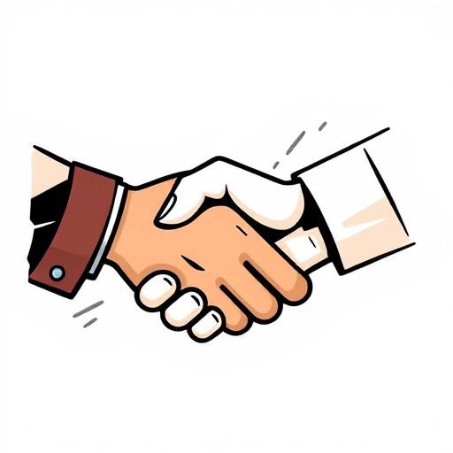 Immagine stilizzata di una stretta di mano che simboleggia un accordo di calciomercato