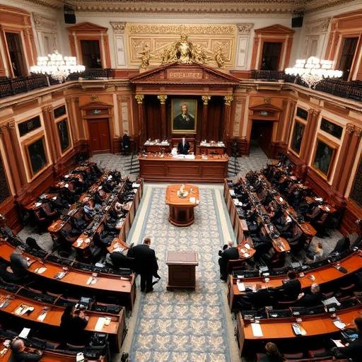 Interno del Parlamento italiano durante un dibattito