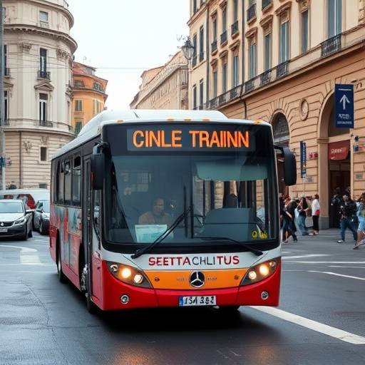 Un autobus che circola per le strade di Roma
